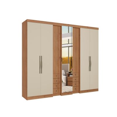 ROUPEIRO ABSOLUT  PLUS 7 PORTAS FREIJÓ/AREIA COM ESPELHO
