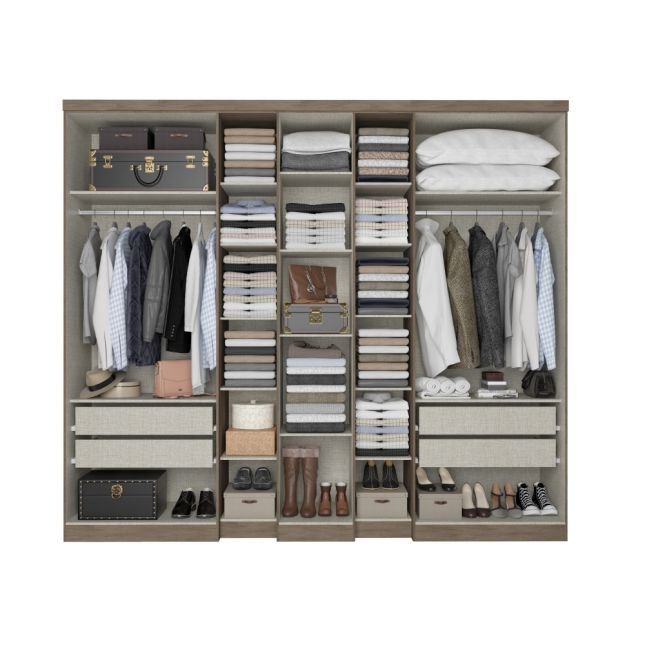 ROUPEIRO SELECTO 7 PORTAS RUSTIC/OFF WHITE COM ESPELHO