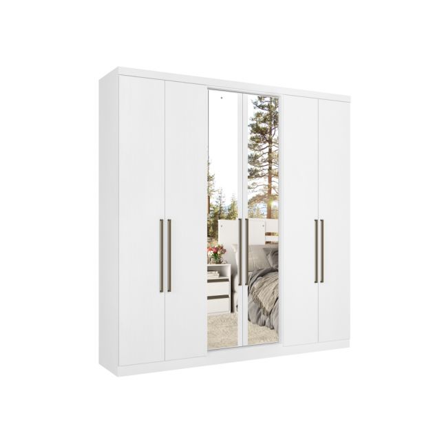 ROUPEIRO PRESENCE 6 PORTAS BRANCO COM ESPELHO FULL