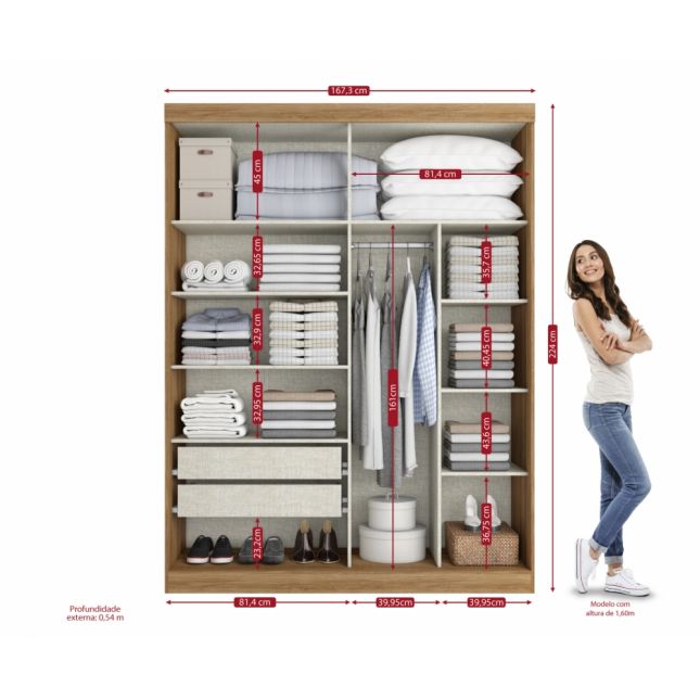 ROUPEIRO COMFORT 2 PORTAS ALMEDRA/OFF WHITE