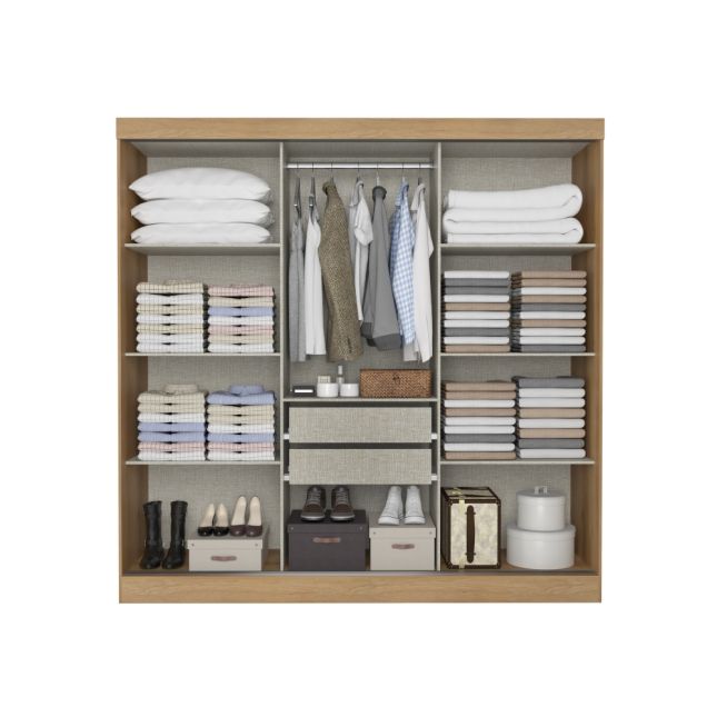 ROUPEIRO VISION  3 PORTAS CAPPUCCINO/ OFF WHITE COM ESPELHO