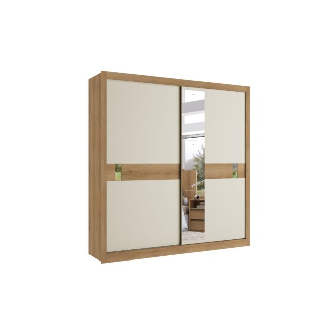 ROUPEIRO COPENHAGEN  3 PORTAS CAPUCCINO/ OFF WHITE COM ESPELHO